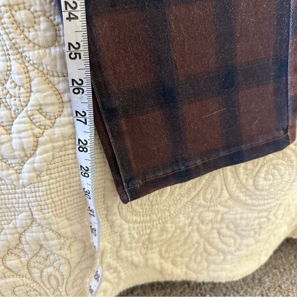 NWT WeWoreWhat color block icon jean brown and navy check plaid 70s inspired - Picture 10 of 10